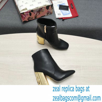 Dolce  &  Gabbana Heel 10.5cm Leather Ankle Boots Black with DG Karol Heel 2021